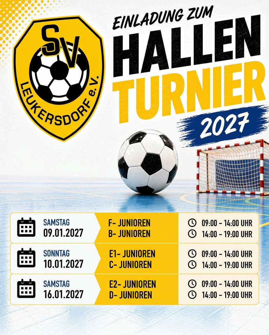 Junioren-Hallenturnier 2027 – alle Turniere ausgebucht
